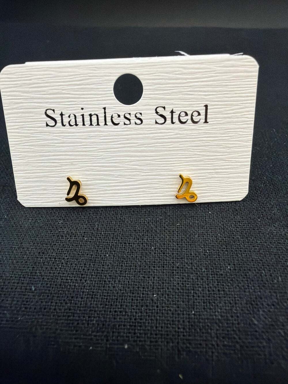 NWT 18K Gold PVD Capricorn Zodiac Stud Earrings Waterproof Tarnish Free Dainty